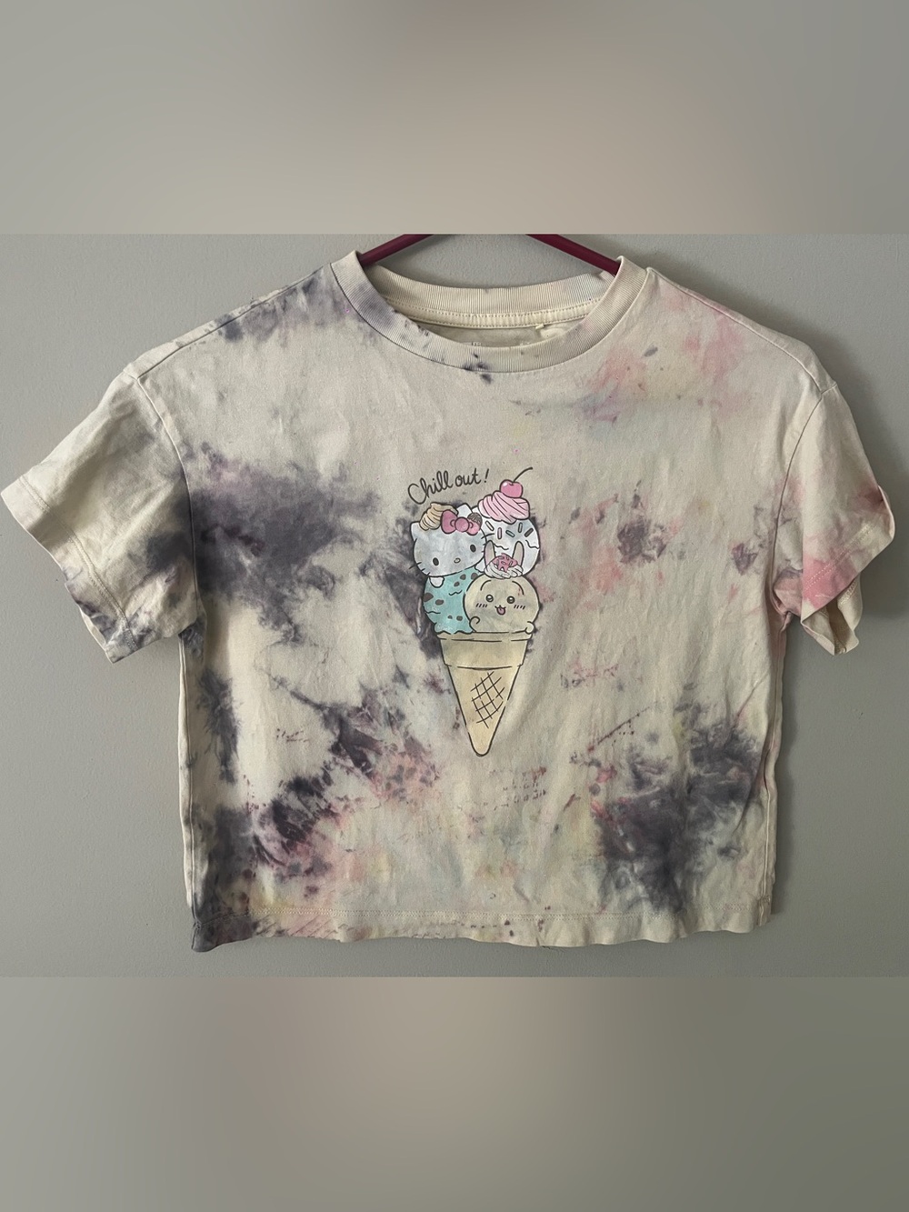 Uniqlo Kids Tie-Dye Cream Tee with Ice Cream Graphic